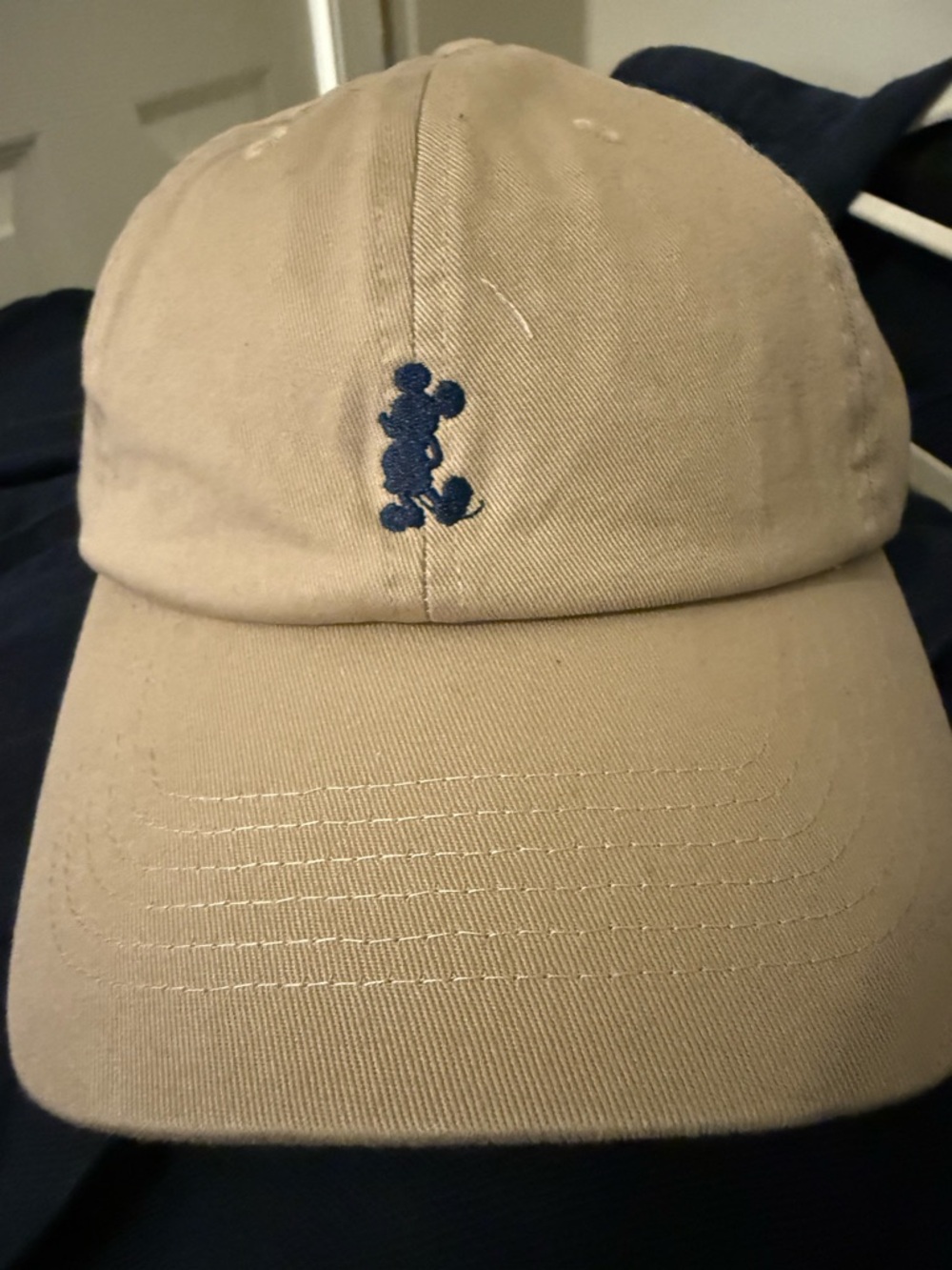 Disney Tan Baseball Cap with Navy Liner Accent brand new